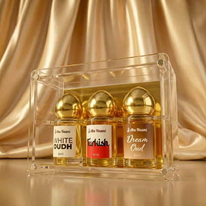 Abu Haami Masterpiece Collection Attar Set (White Oudh, Turkish, Dream Oud)
